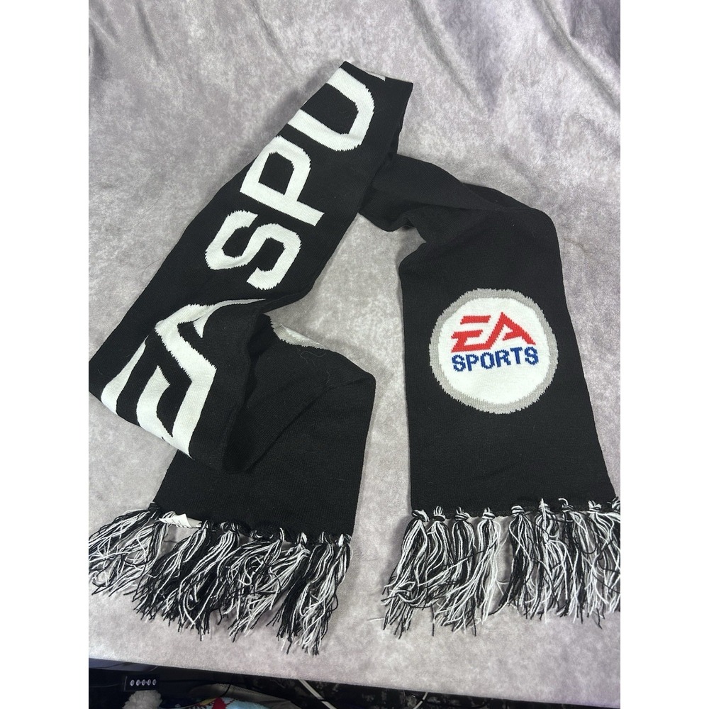 EA Sports Black Knit Winter Scarf Fringe Gaming Fan Promo Soccer Style